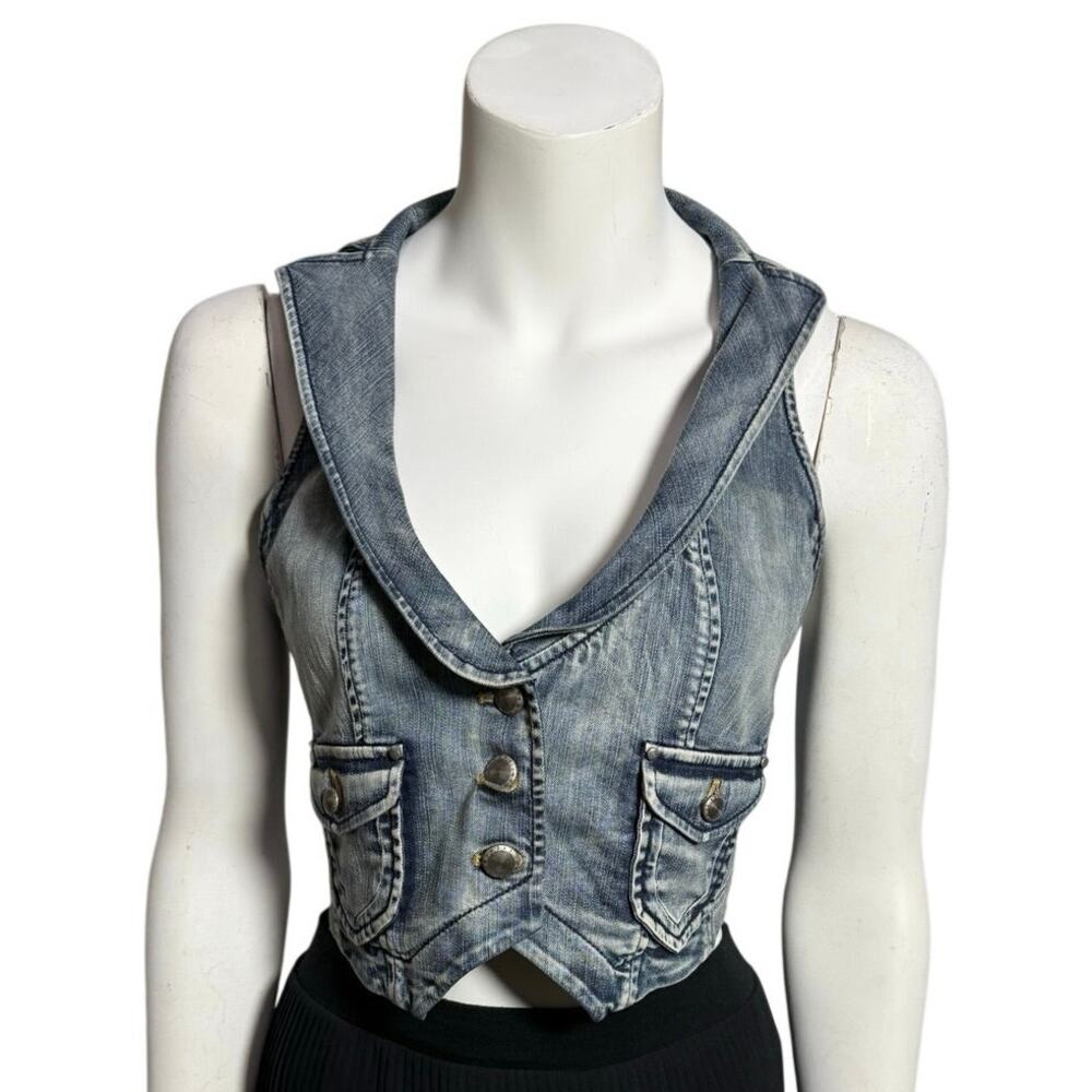 Vintage y2K Armani Exchange Denim Vest Crop Women's Medium